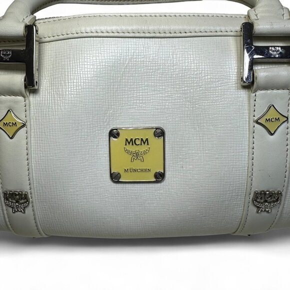 MCM White Leather Papillon Barrel Bag - Picture 4 of 15